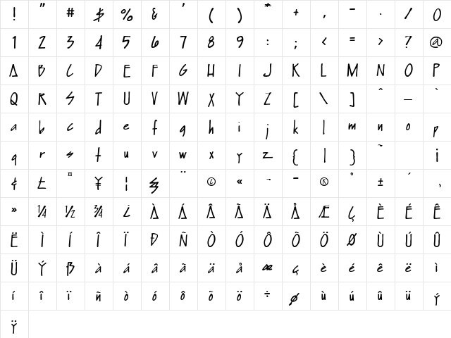 Satchmo Regular font glyphpreview