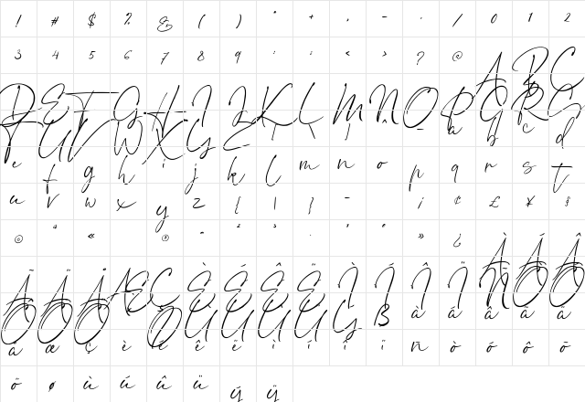 Ethikopia Signature Regular font glyphpreview