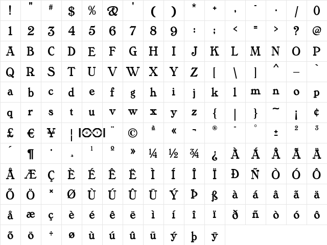 Tanglewood Tales NF Regular font glyphpreview