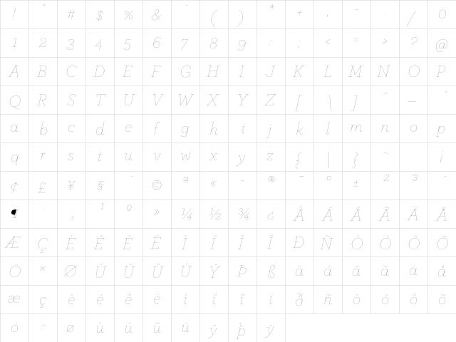 ArcherPro Hairline Italic font glyphpreview