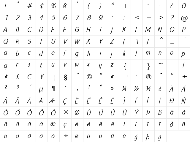 Register Sans BTN Cn BoldOblique font glyphpreview