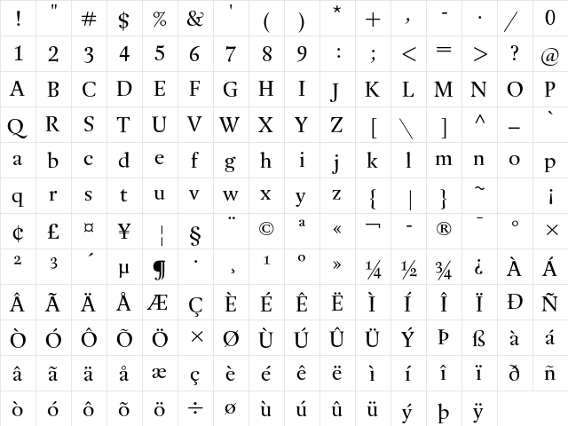 Buccardi Std Regular font glyphpreview