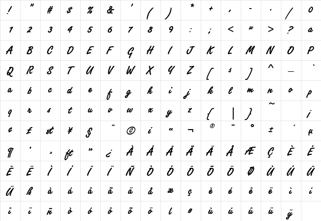 FreestyleScriptEFBoldAlternate Regular font glyphpreview