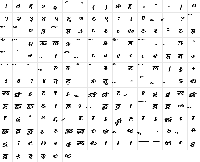 AkrutiDevKailas Bold font glyphpreview
