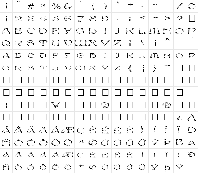 FZ JAZZY 20 HOLEY EX Normal font glyphpreview
