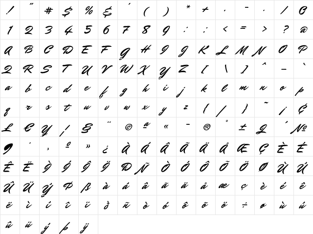Mr Dafoe Regular font glyphpreview