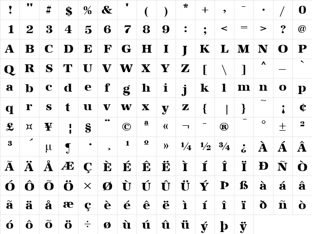 URW Antiqua T Regular font glyphpreview