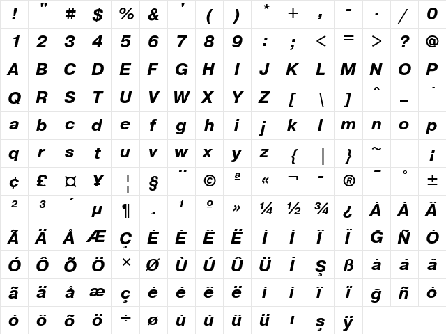 PragmaticaTTT BoldItalic font glyphpreview