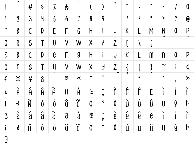 Dreamy Land Medium Land-Medium font glyphpreview