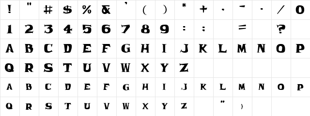 Frantic JL Regular font glyphpreview