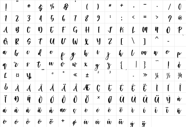 Simple Boy Regular font glyphpreview