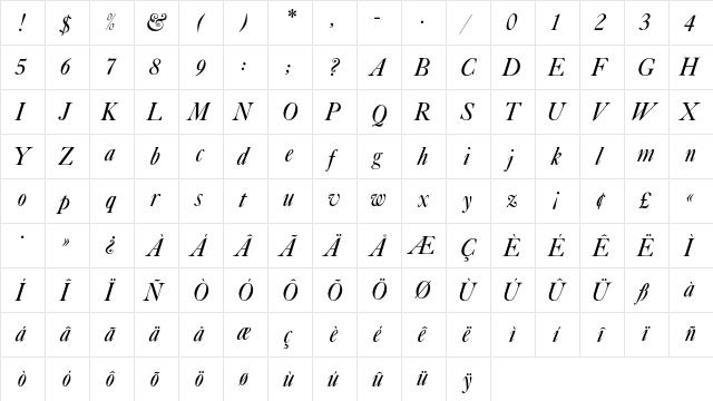 Caslon540EF Italic font glyphpreview