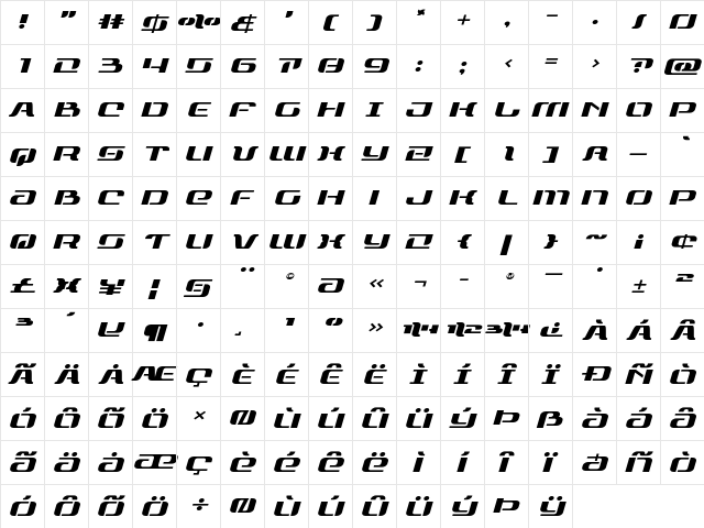 Range Paladin Expanded Italic Expanded Italic font glyphpreview