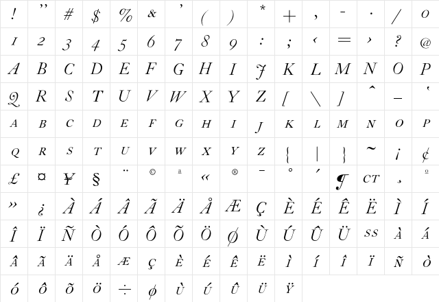 CaslonZH-SC-Italic Regular font glyphpreview