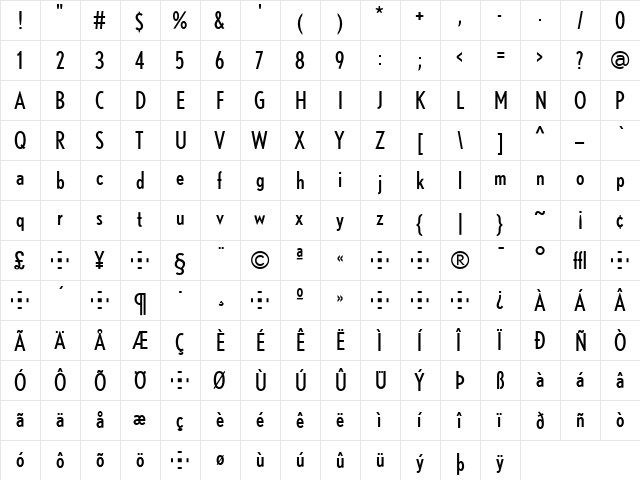 Nobel Regular font glyphpreview