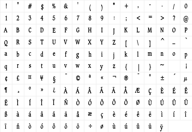 Clayton Thin Bold font glyphpreview