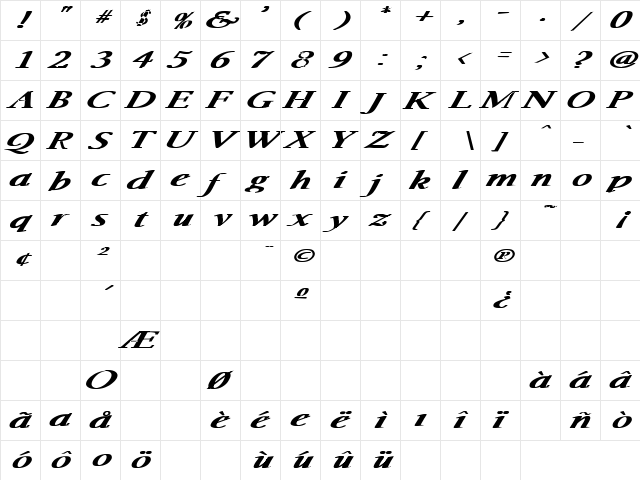 Frost 3 Bold Italic font glyphpreview