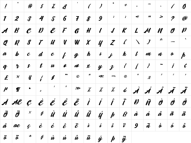 Camping Regular font glyphpreview