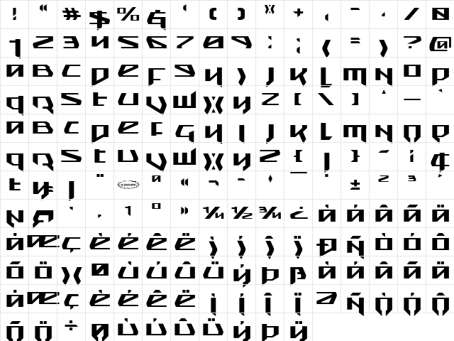 Snubfighter Expanded Expanded font glyphpreview