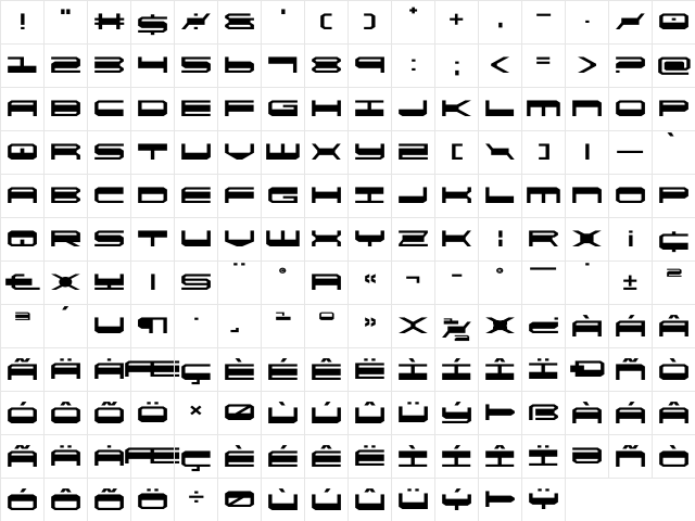 QuickGear Expanded Expanded font glyphpreview