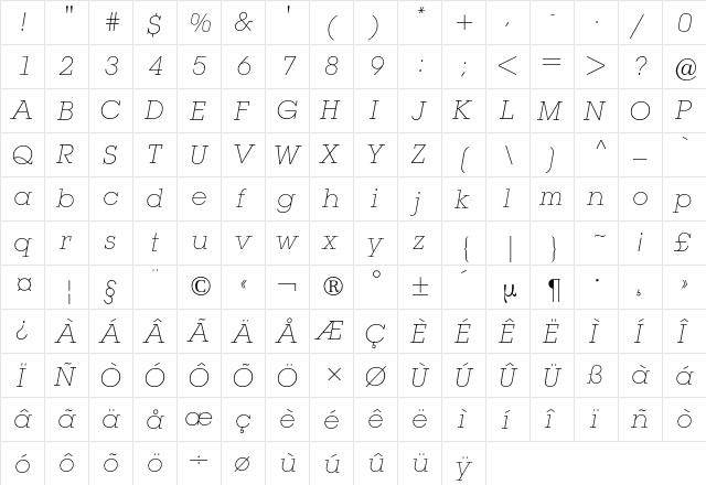 Lubalin BQ Regular font glyphpreview