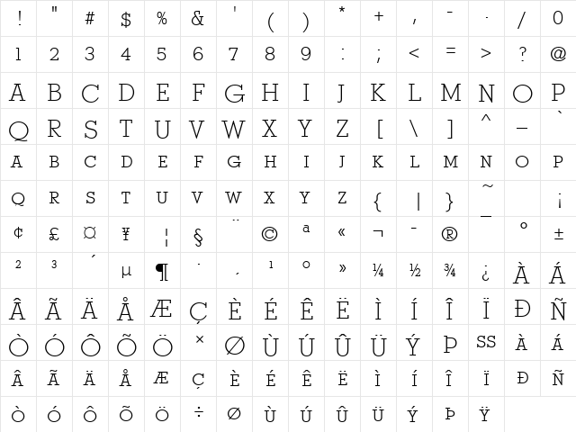 Stymie Becker Discaps Light Regular font glyphpreview