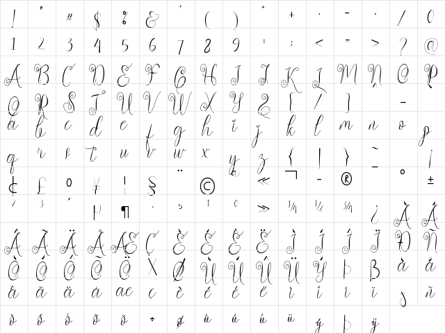 Qanethya Regular font glyphpreview