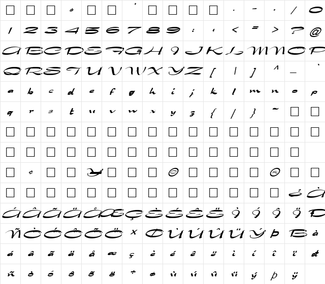 FZ JAZZY 30 ITALIC Normal font glyphpreview