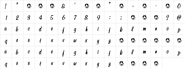 Tumbin Dice Regular font glyphpreview