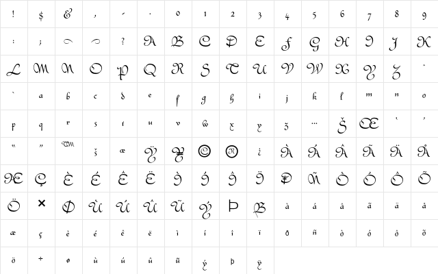 Civilite Regular font glyphpreview