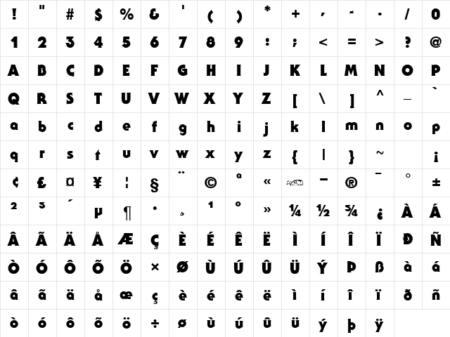 Staid Gothic Black Regular font glyphpreview