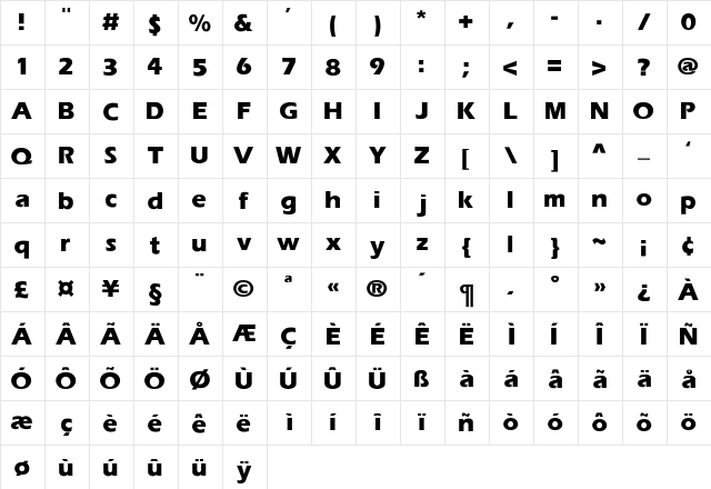 Eras-Bold Regular font glyphpreview