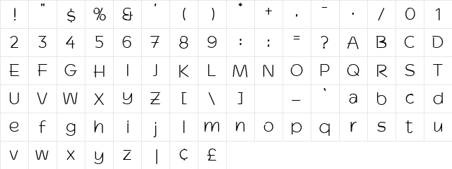Ozone Normal font glyphpreview