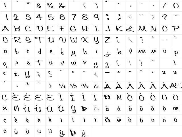 Script Regular font glyphpreview
