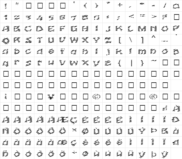 FZ JAZZY 12 STRIPED EX Normal font glyphpreview