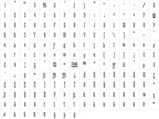 So Shady Regular font glyphpreview