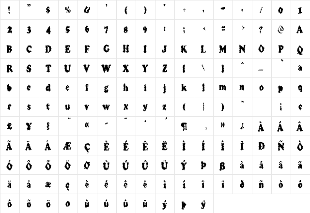 TooMuchCoffee Regular font glyphpreview