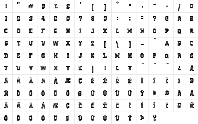 Old School United Inline Alt font glyphpreview