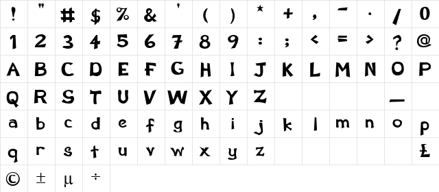 Schootz Regular font glyphpreview