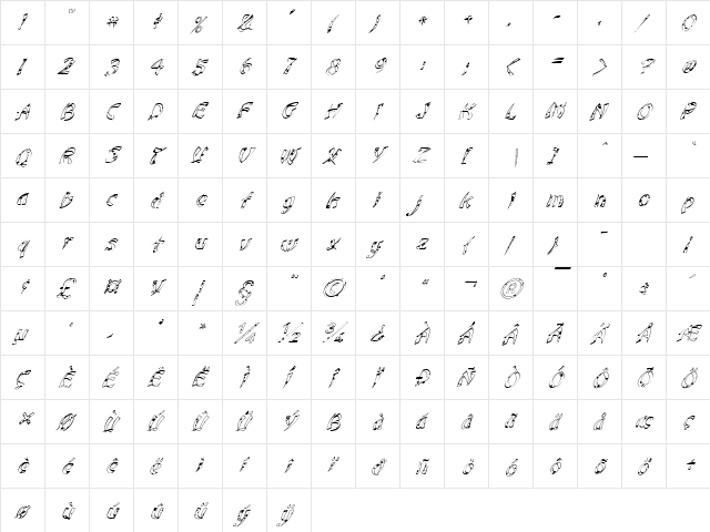 FZ UNIQUE 22 SPOTTED ITALIC Normal font glyphpreview