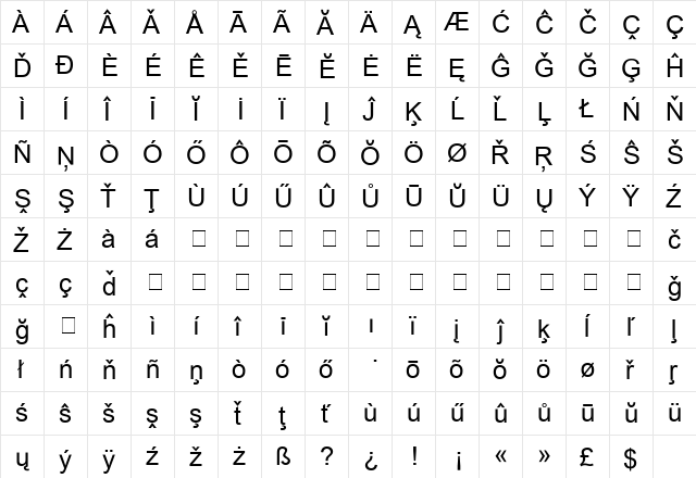 European-SansSerif Regular font glyphpreview