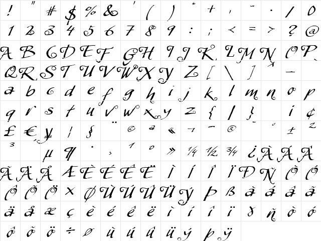 MyScriptSwashes Swashes font glyphpreview