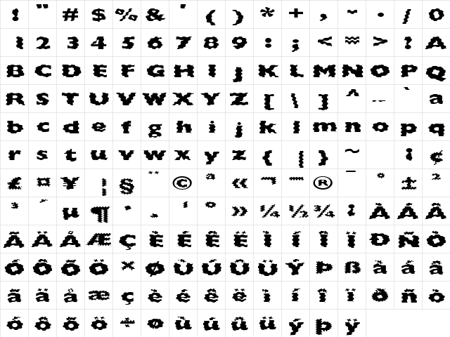FZ BASIC 57 WAVEY EX Normal font glyphpreview