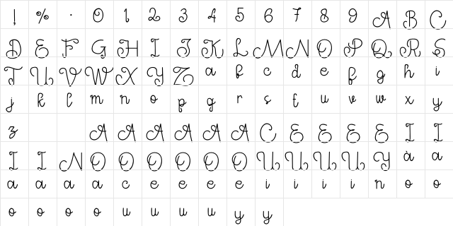 Mephistica Regular font glyphpreview