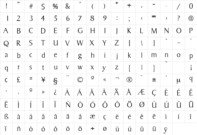 Sigvar-Serial-ExtraLight Regular font glyphpreview