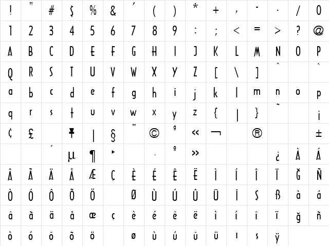 TR Architecture Regular font glyphpreview