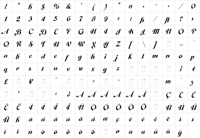 Veronica script Two Regular font glyphpreview