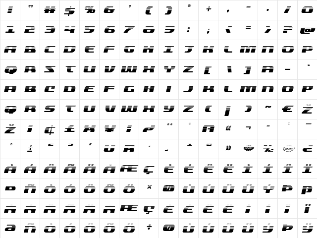 Quickening Half-Tone Italic Italic font glyphpreview