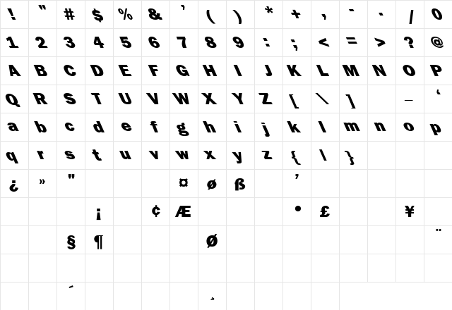 Franklin Gothic-Heavy-Lefty Regular font glyphpreview