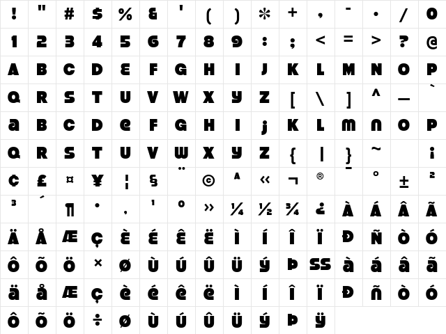 Strenuous Black font glyphpreview